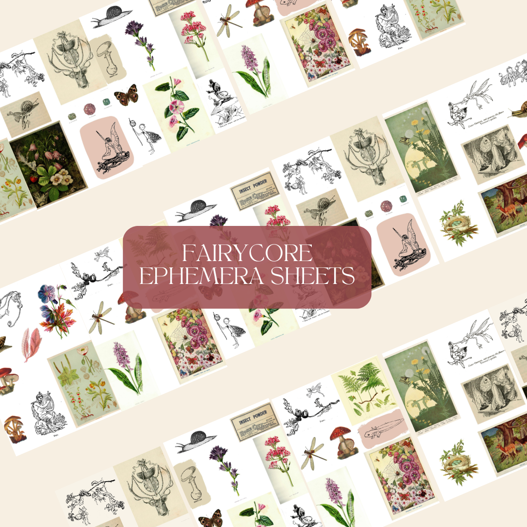 Enchanting Fairycore Digital Ephemera Collection: Antique Book Images for Scrapbooking & Crafts