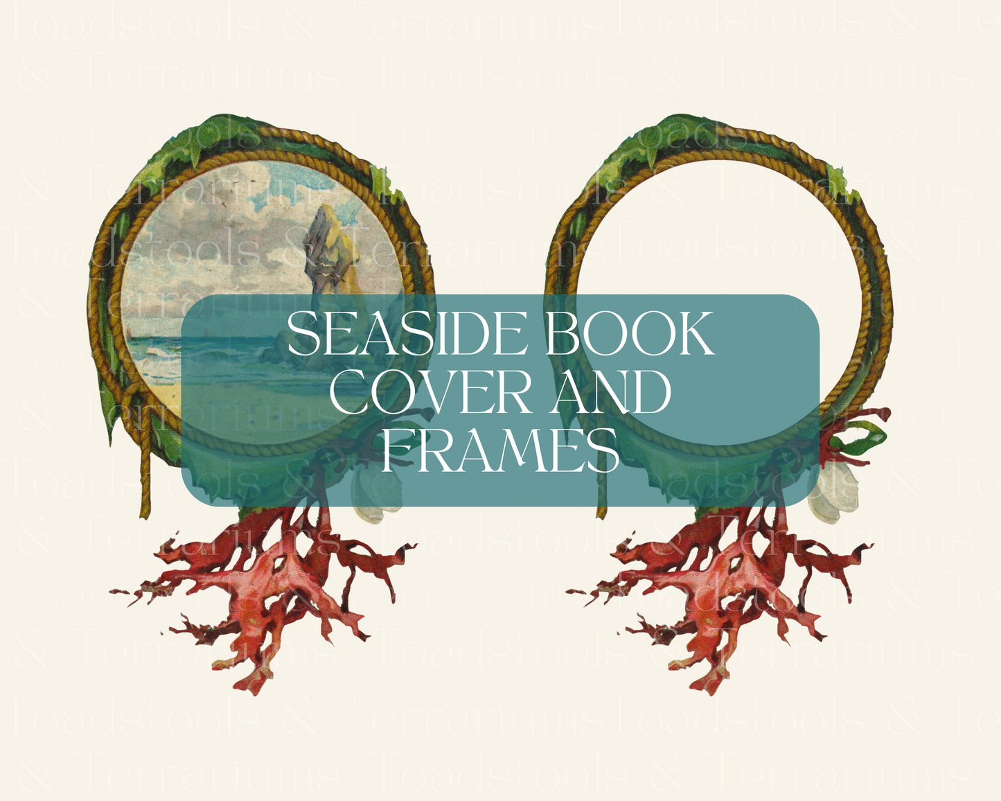 Antique Seaside Book Cover Graphic and Frame DIGITAL DOWNLOAD
