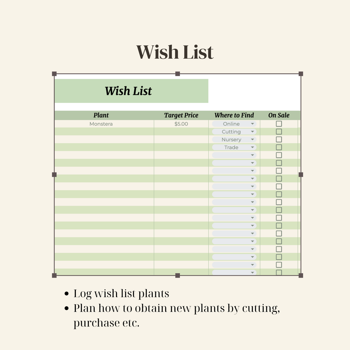 Plant Care Tracker Houseplant Watering Spreadsheet Digital Plant Care Schedule for Google Sheets Natural Colour Palette