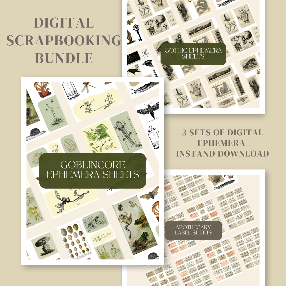Dark Academia Goblincore Apothecary Ephemera Bundle