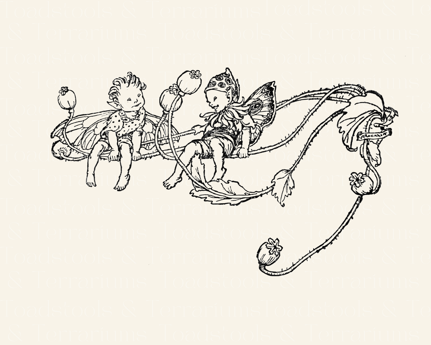 Vintage Fairies Clip Art Illustration - DIGITAL DOWNLOAD for Scrapbooking and Crafts