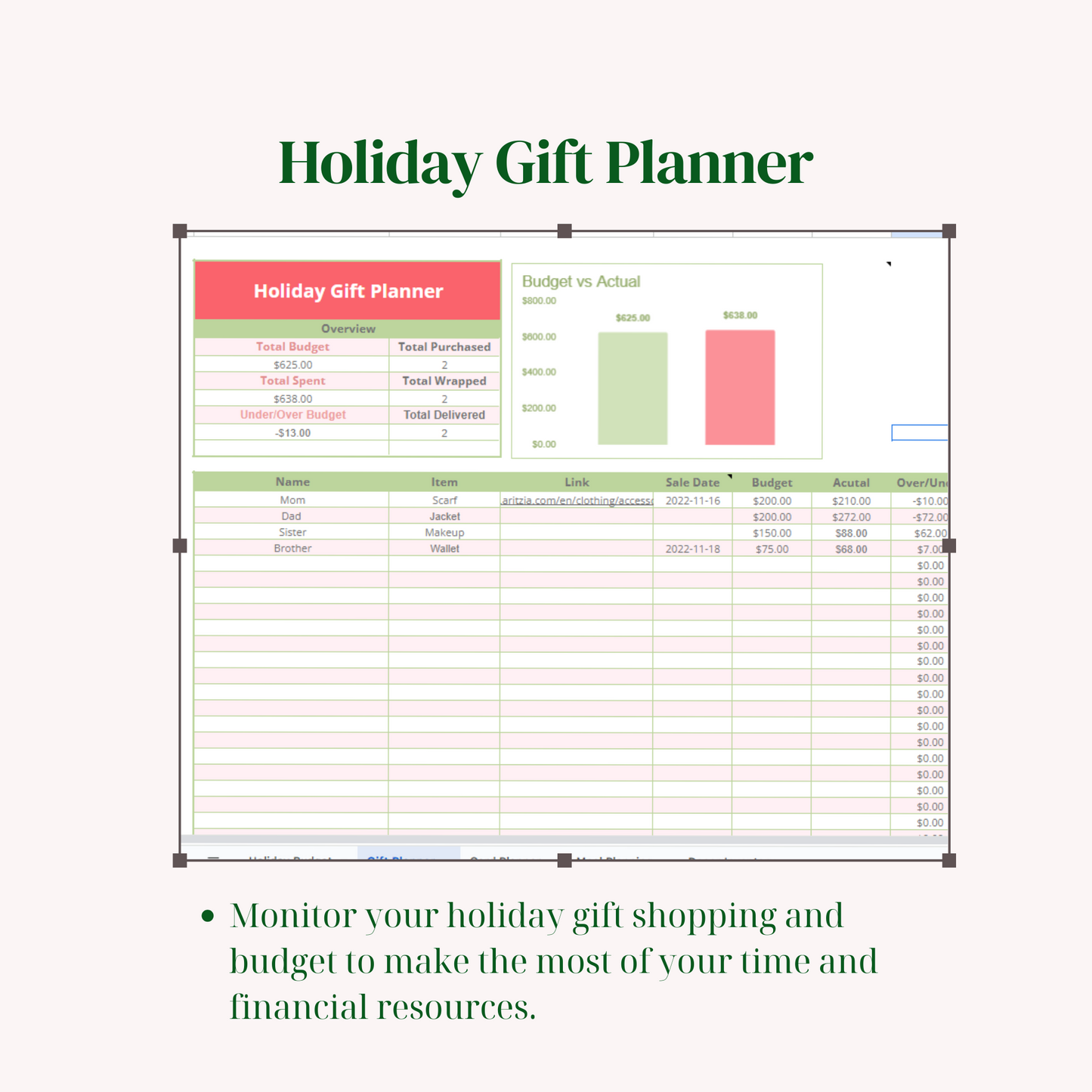 Ultimative Weihnachtsplaner-Vorlage für Google Tabellen | Festlicher digitaler Organizer für stressfreie Urlaubsplanung | Druckbarer Weihnachts-Tracker
