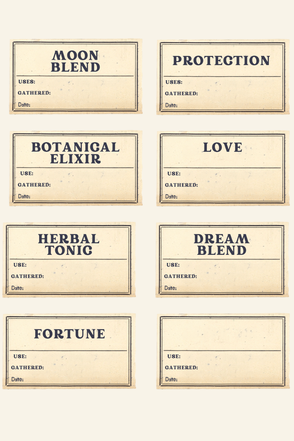 Vintage Apothecary Labels – Free Printable Herb & Botanical Labels | Digital PDF Download