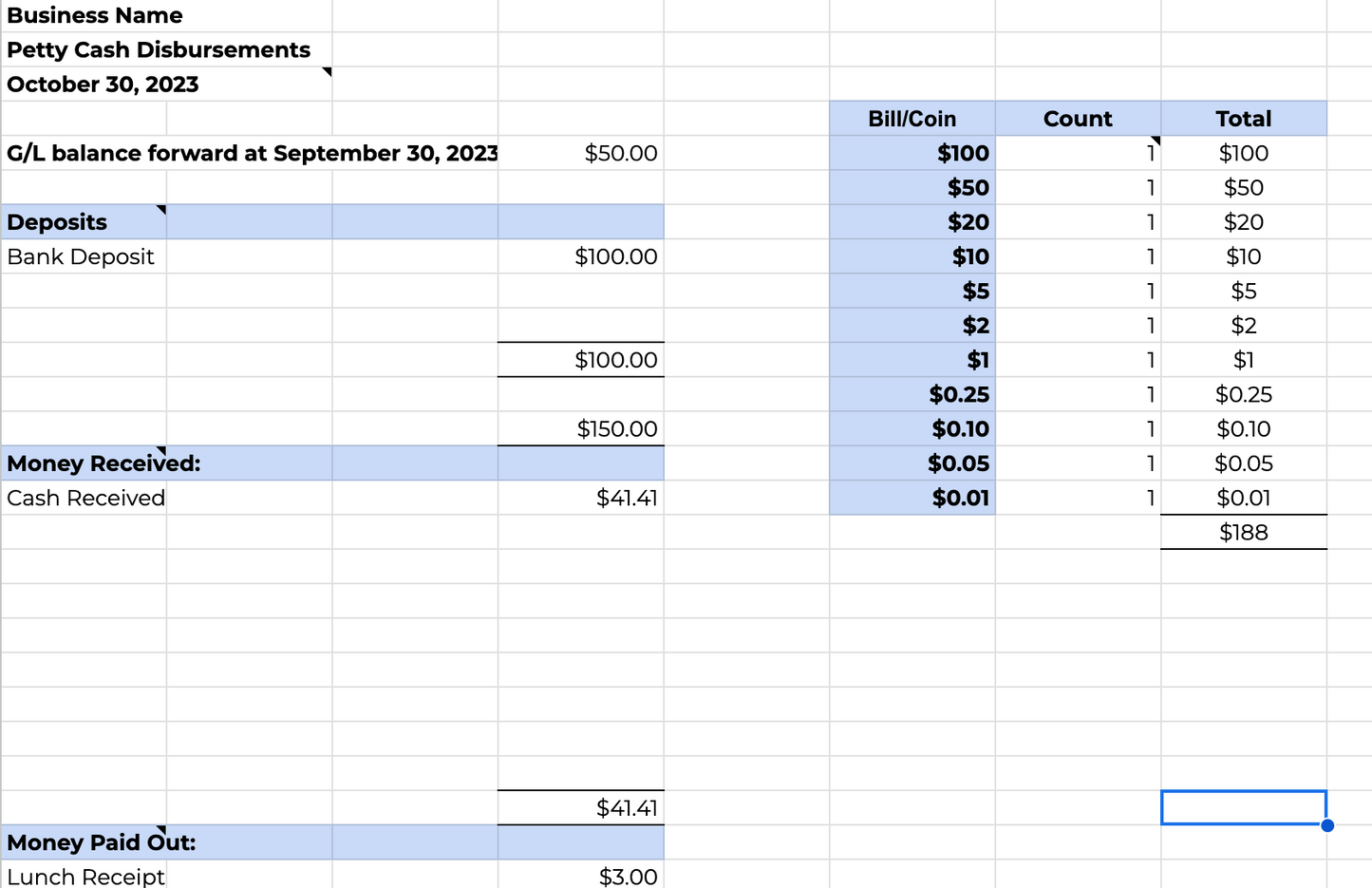 Petty Cash Spreadsheet for Small Business | Easy Expense Tracking | Google Sheets Budget Template