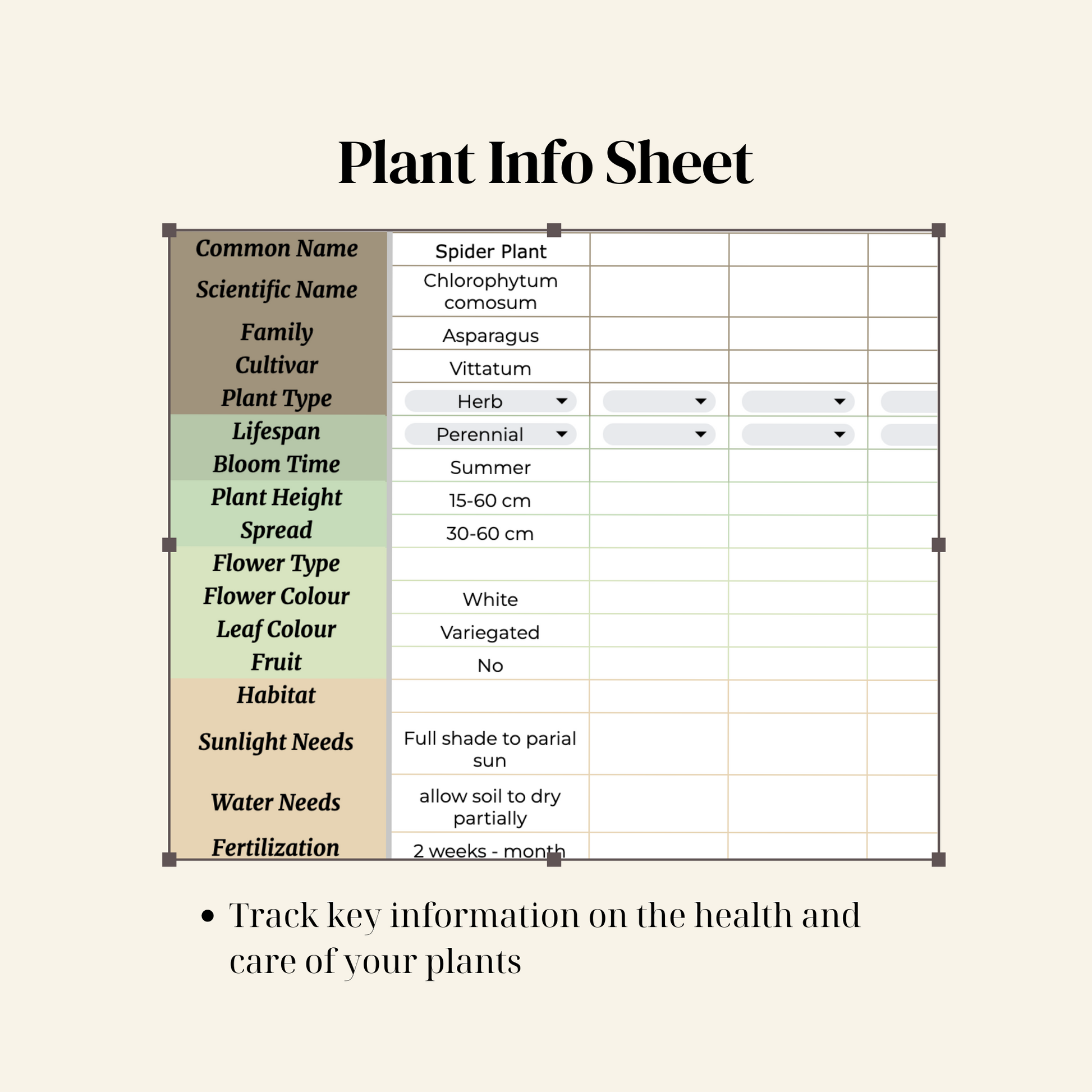 house plant tracker Plant Care Tracker Houseplant Watering Spreadsheet Digital Plant Care – Toadstools And Terrariums