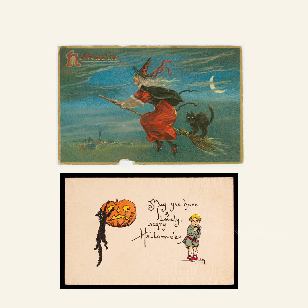 Halloween Postcard Bundle – Set of 6 Antique Illustrations | Digital Download in PNG (300 DPI