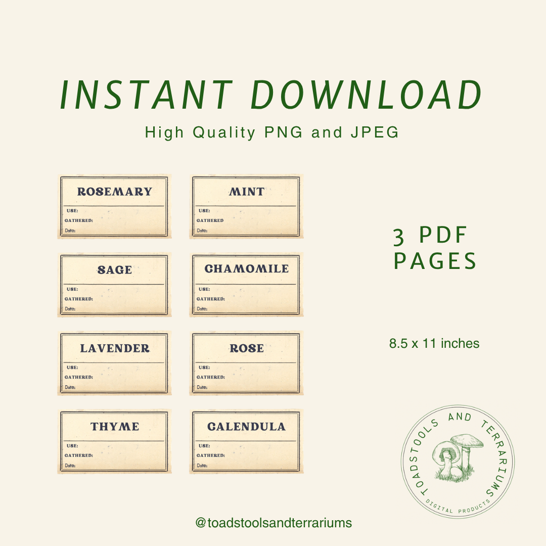 Vintage Apothecary Labels – Free Printable Herb & Botanical Labels | Digital PDF Download