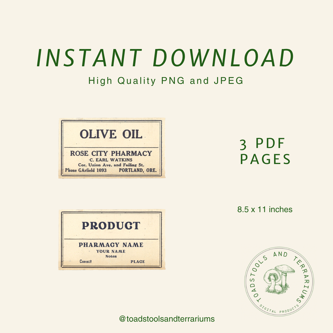 Vintage Apothecary Labels Canva Templates | Editable Antique Jar Labels | Botanical & Witchy Labels | Printable Vintage Label Templates