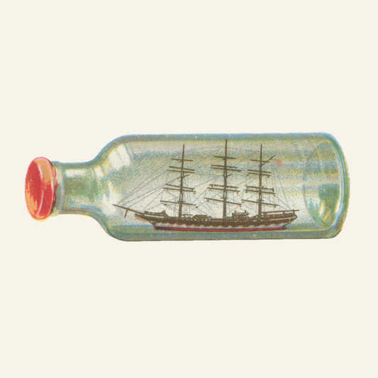 Vintage Ship in a Bottle Illustration – Antique Nautical Clipart (PNG + JPG)