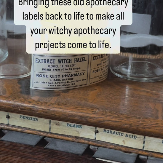 Antique apothecary labels digitally restored from the original medicine labels.
