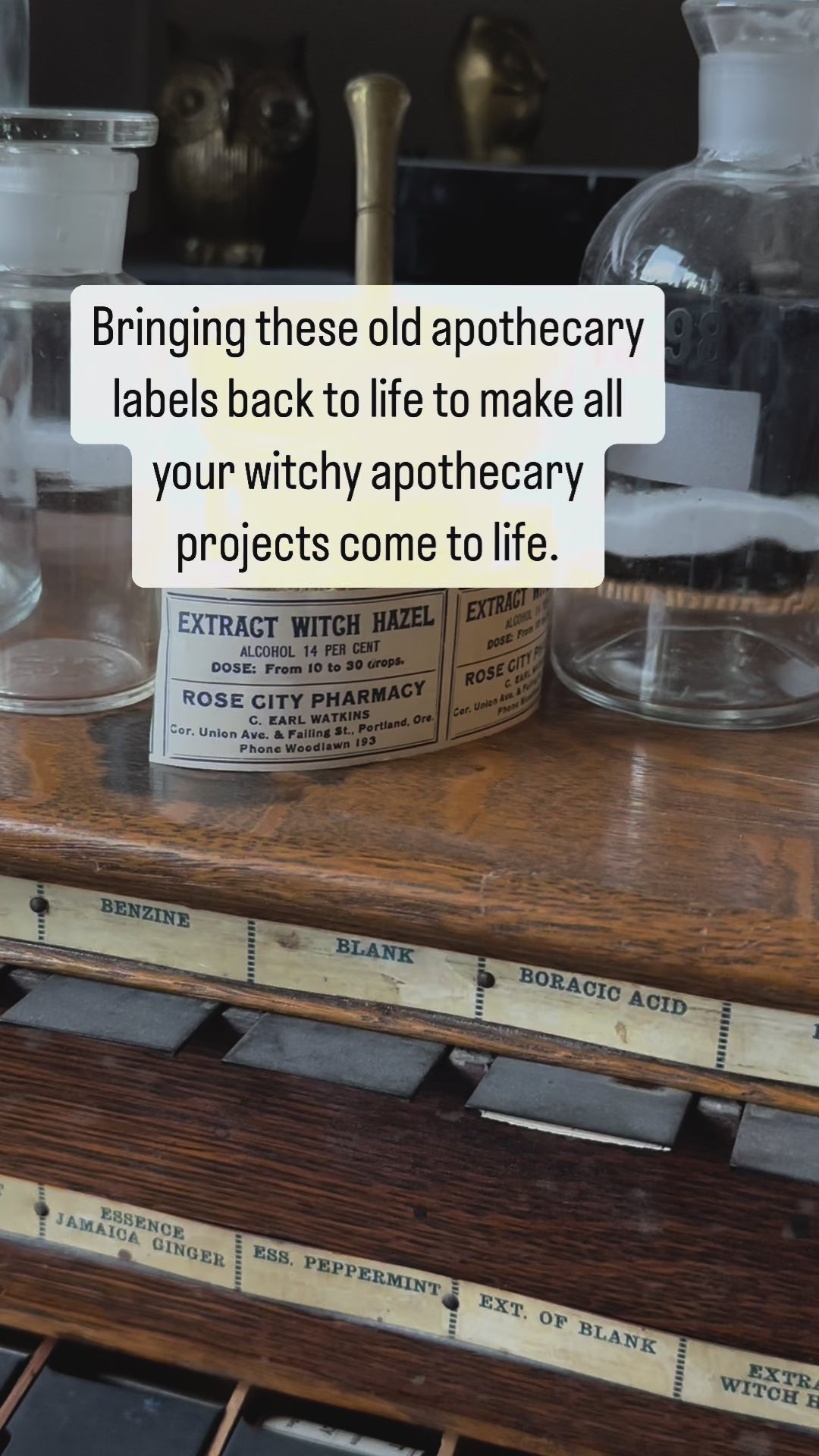 Antique apothecary labels digitally restored from the original medicine labels.